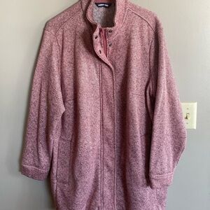 Burgundy Herringbone Sweater Fleece Jacket